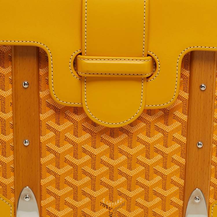 Pre Owned Goyard Saigon MM Yellow Goyardine Coated Canvas and Leather Top Handle Bag