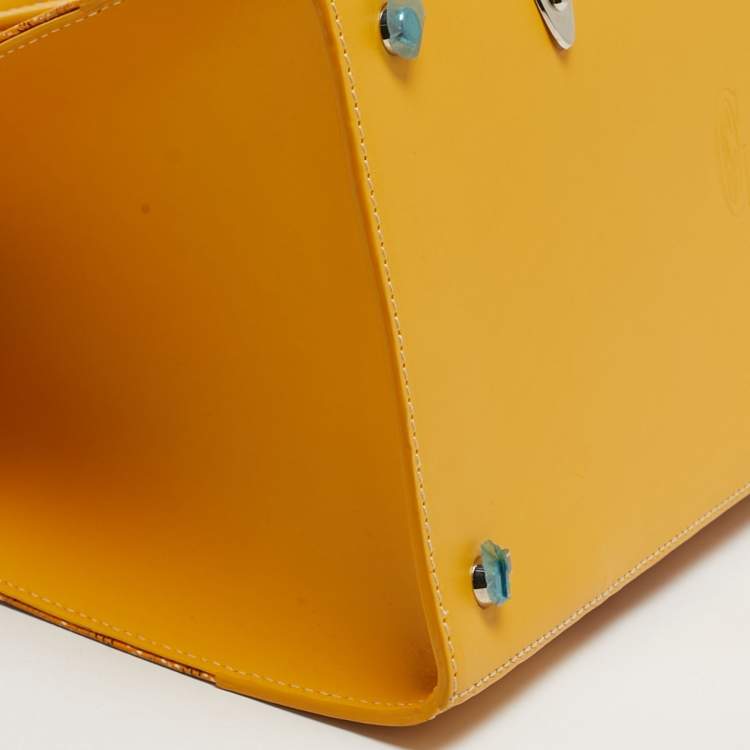 Pre Owned Goyard Saigon MM Yellow Goyardine Coated Canvas and Leather Top Handle Bag