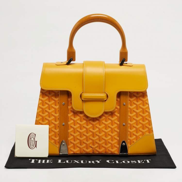Pre Owned Goyard Saigon MM Yellow Goyardine Coated Canvas and Leather Top Handle Bag