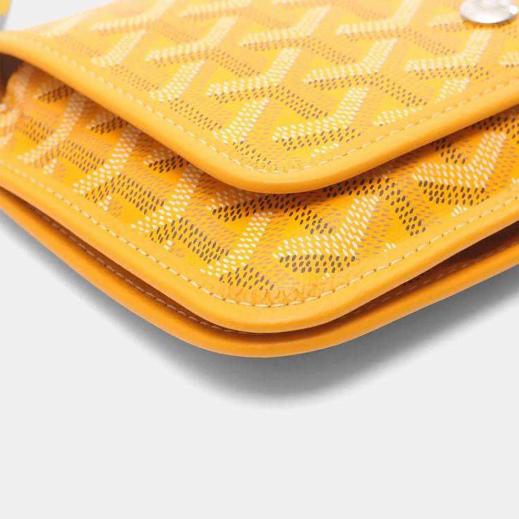 Pre Owned Goyard Plume Yellow Canvas Leather Shoulder Bag