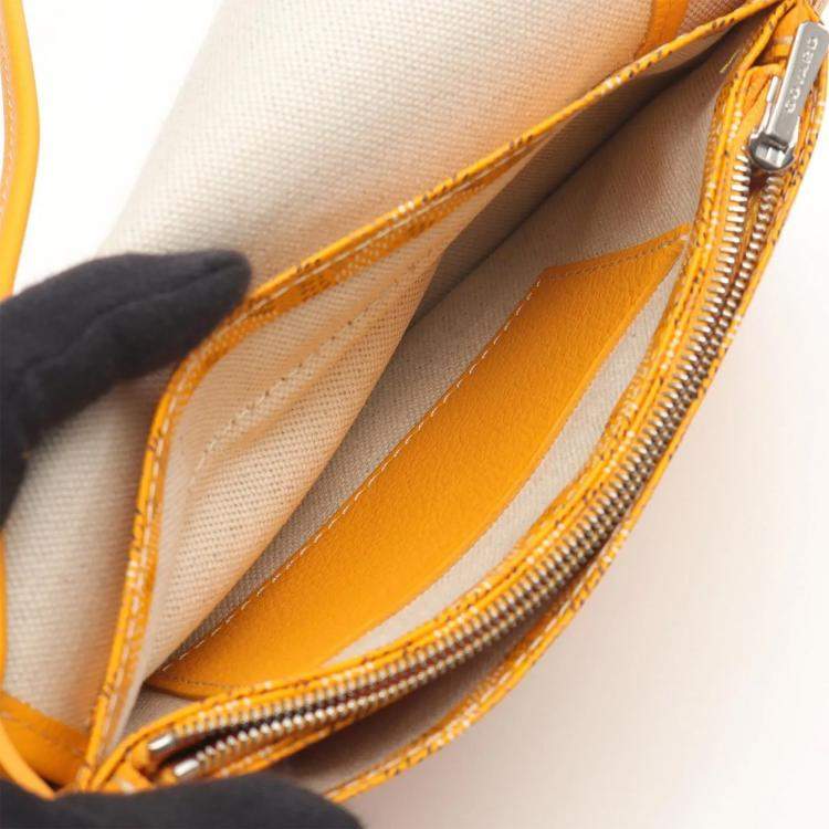 Pre Owned Goyard Plume Yellow Canvas Leather Shoulder Bag