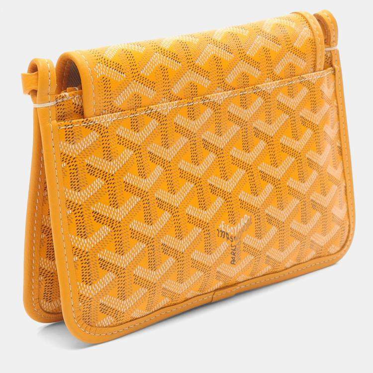 Pre Owned Goyard Plume Yellow Canvas Leather Shoulder Bag