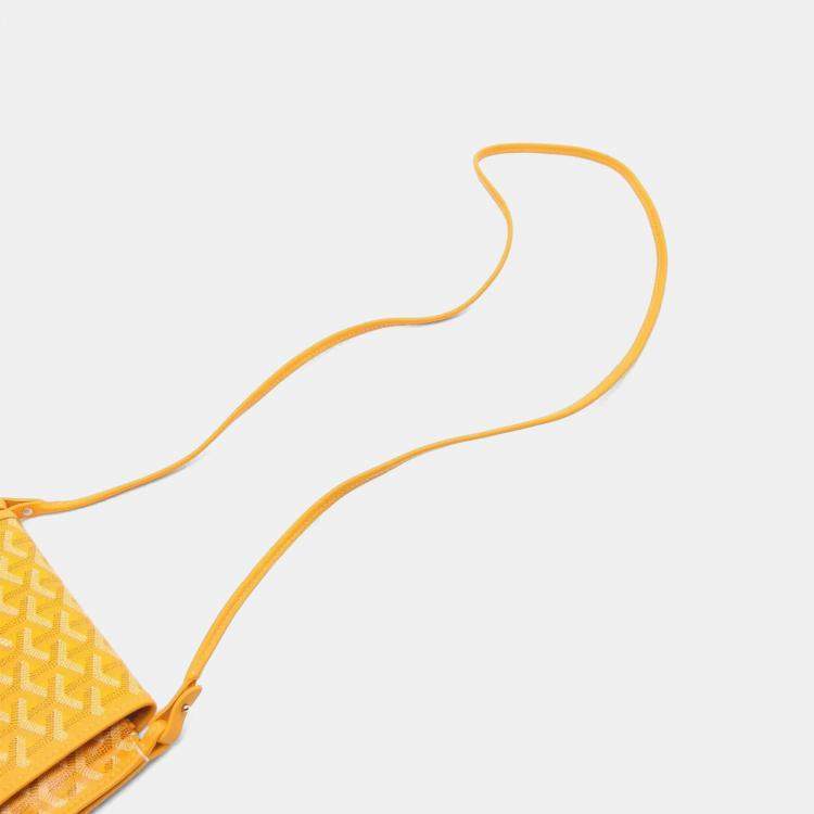 Pre Owned Goyard Plume Yellow Canvas Leather Shoulder Bag