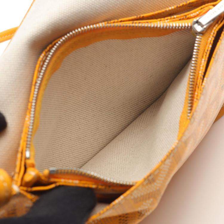Pre Owned Goyard Plume Yellow Canvas Leather Shoulder Bag