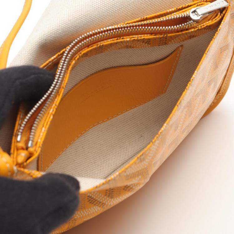 Pre Owned Goyard Plume Yellow Canvas Leather Shoulder Bag