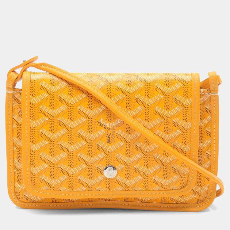 Pre Owned Goyard Plume Yellow Canvas Leather Shoulder Bag