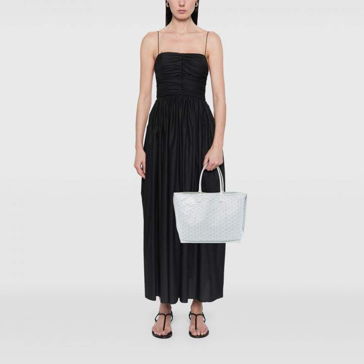 Pre Owned Goyard White Goyardine Reversible Anjou PM