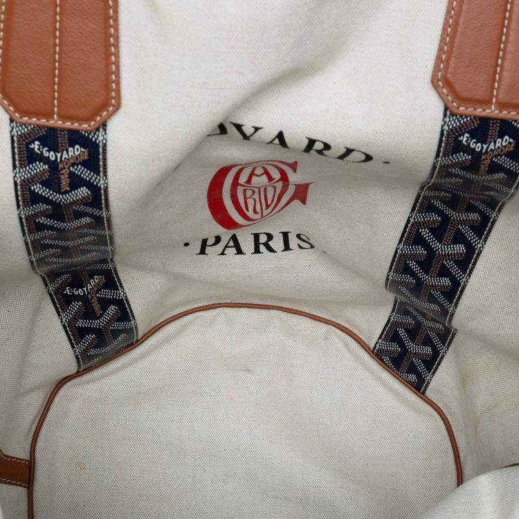 Pre Owned Goyard Blue Goyardine Reversible Belharra Tote