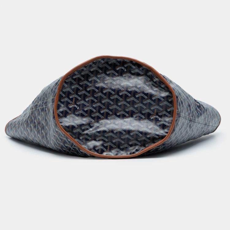 Pre Owned Goyard Blue Goyardine Reversible Belharra Tote