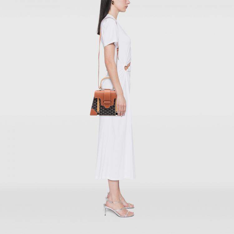 Pre Owned Goyard Black Brown Goyardine Saigon Structured PM