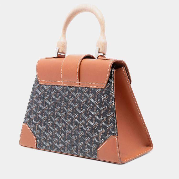 Pre Owned Goyard Black Brown Goyardine Saigon Structured PM