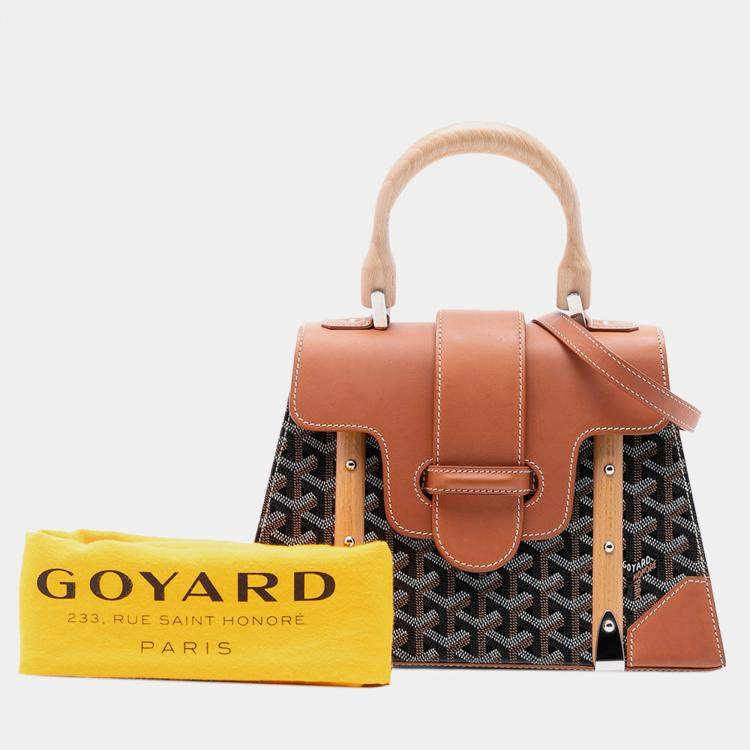 Pre Owned Goyard Black Brown Goyardine Saigon Structured PM