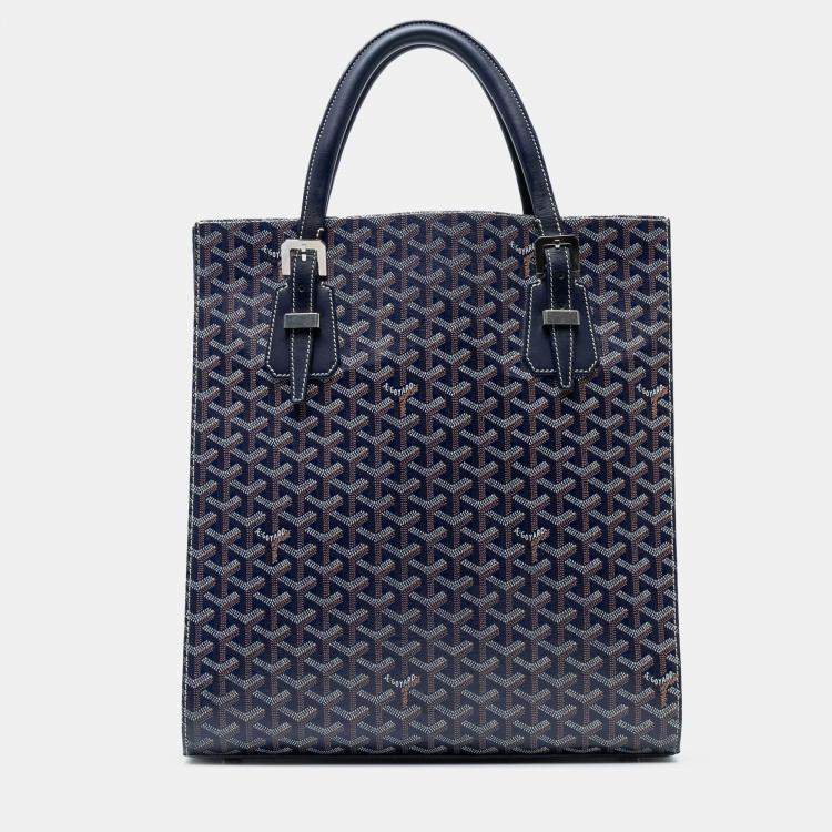 Pre Owned Goyard Blue Goyardine Comores Tote GM