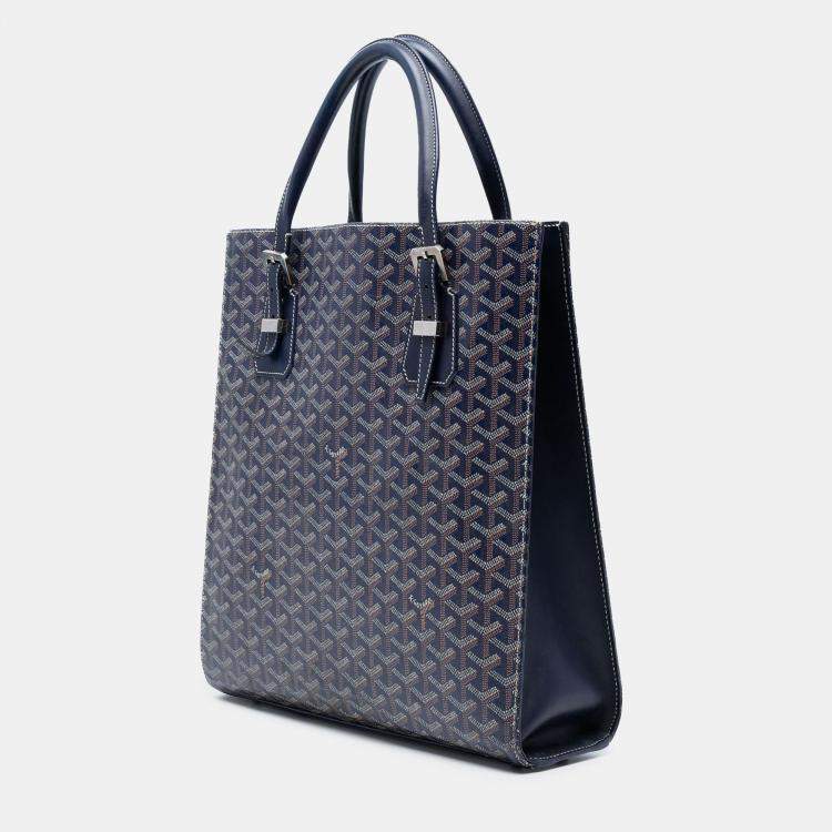 Pre Owned Goyard Blue Goyardine Comores Tote GM