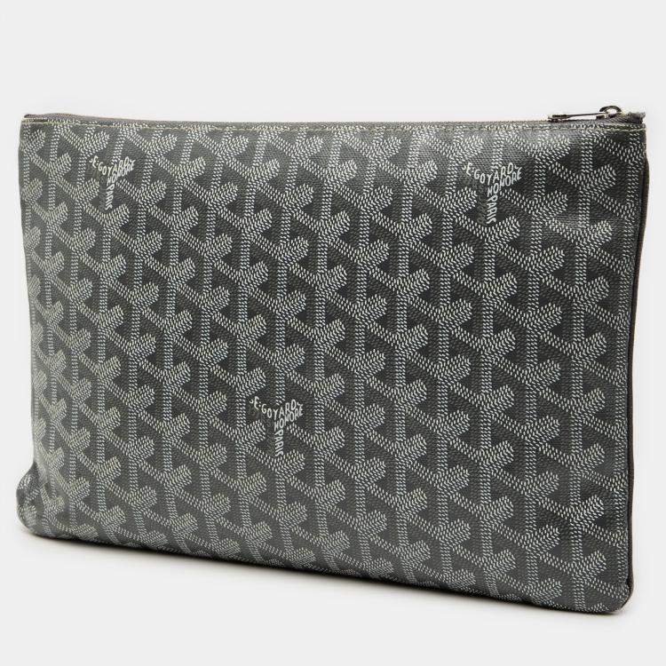 Pre Owned Goyard Goyardine Senat Coated Canvas Grey Clutche MM