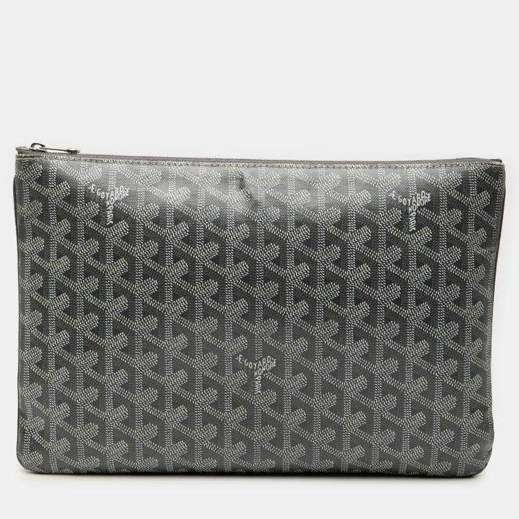 Pre Owned Goyard Goyardine Senat Coated Canvas Grey Clutche MM