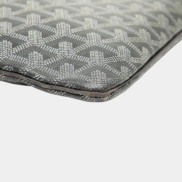 Pre Owned Goyard Goyardine Senat Coated Canvas Grey Clutche MM