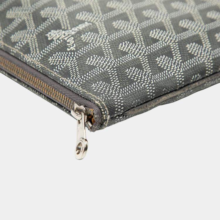 Pre Owned Goyard Goyardine Senat Coated Canvas Grey Clutche MM