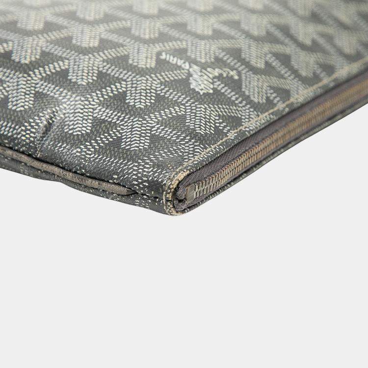 Pre Owned Goyard Goyardine Senat Coated Canvas Grey Clutche MM