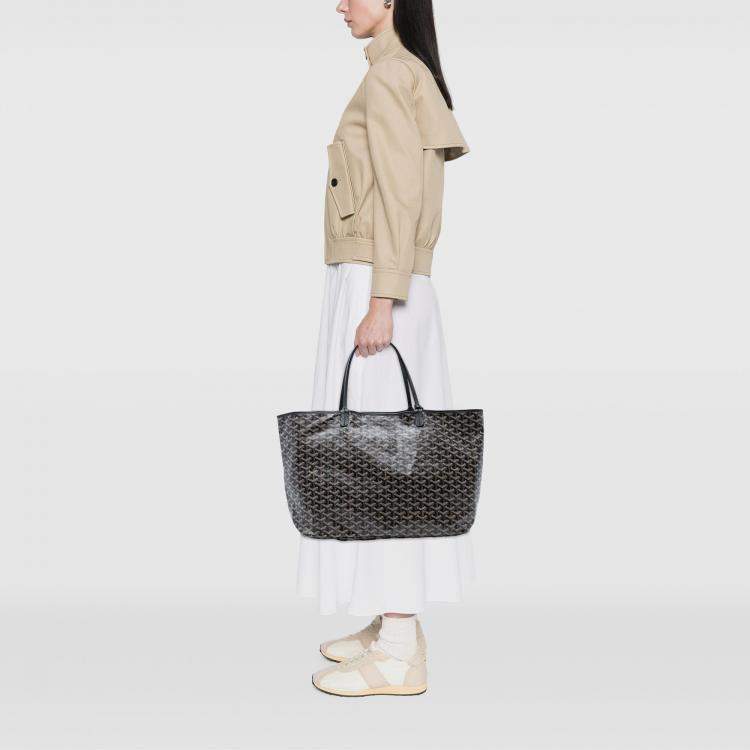 Pre Owned Goyard Coated Canvas Black Goyardine Saint Louis GM