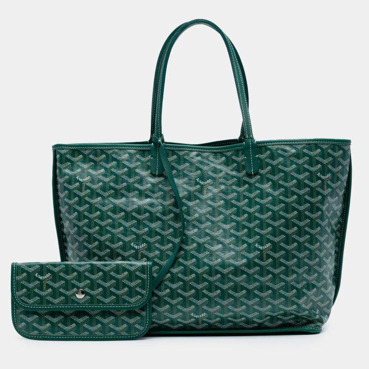 Pre Owned Goyard Green Goyardine Reversible Anjou PM