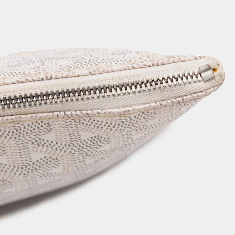 Pre Owned Goyard White Goyardine Senat MM