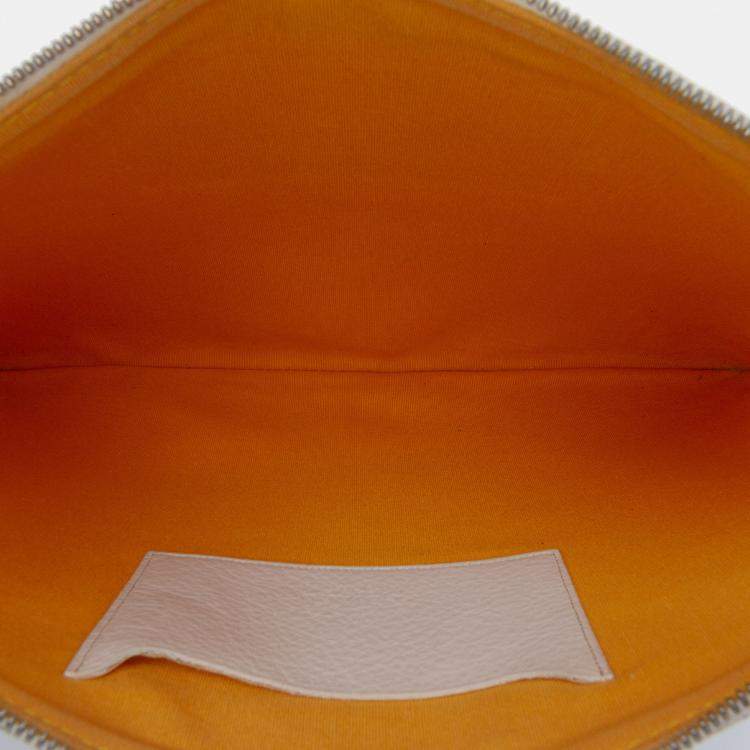 Pre Owned Goyard White Goyardine Senat MM