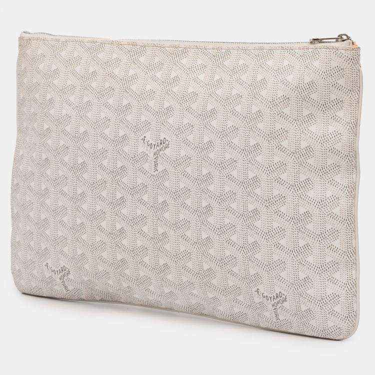 Pre Owned Goyard White Goyardine Senat MM