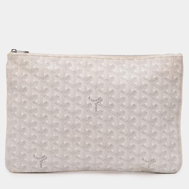 Pre Owned Goyard White Goyardine Senat MM