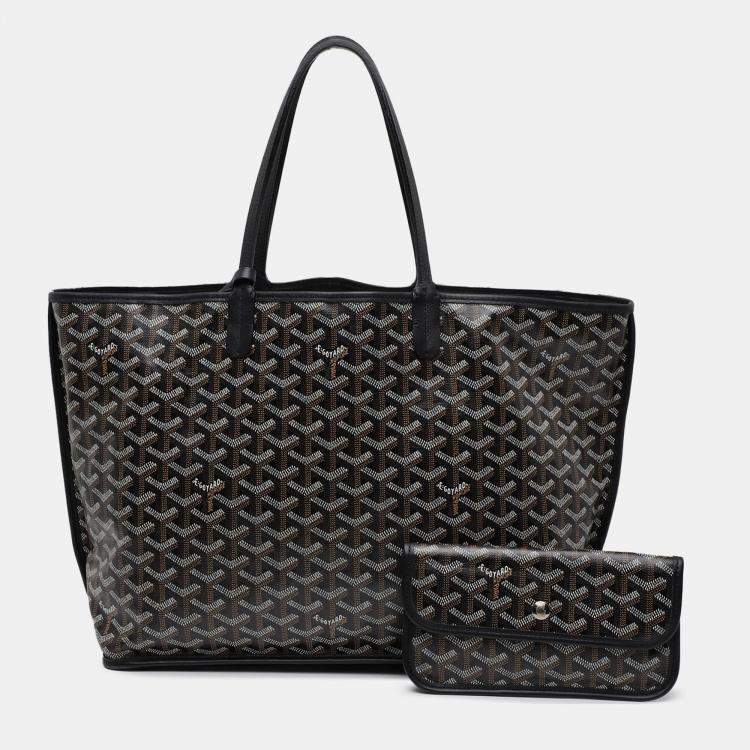 Pre Owned Goyard Black Goyardine Reversible Anjou PM