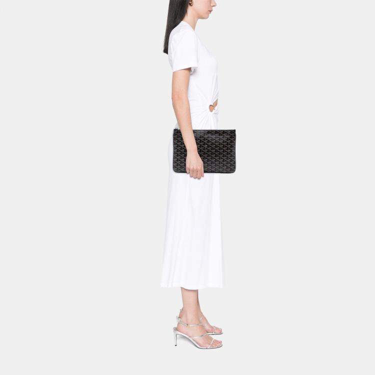 Pre Owned Goyard Black Goyardine Senat MM