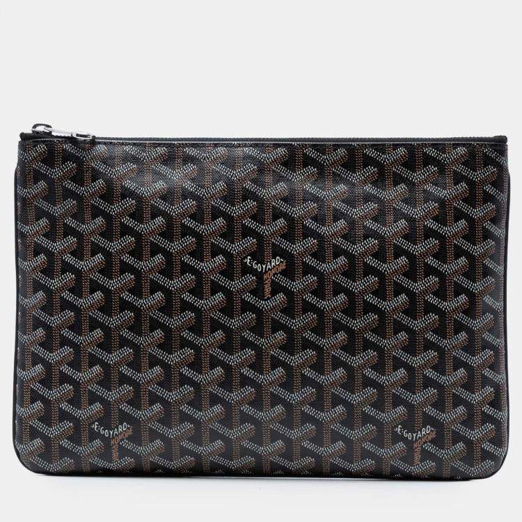 Pre Owned Goyard Black Goyardine Senat MM