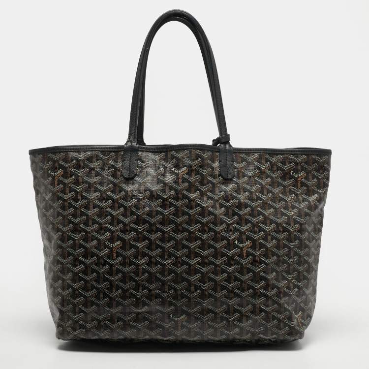 Pre Owned Goyard Saint Louis PM Black Coated Canvas and Leather Tote