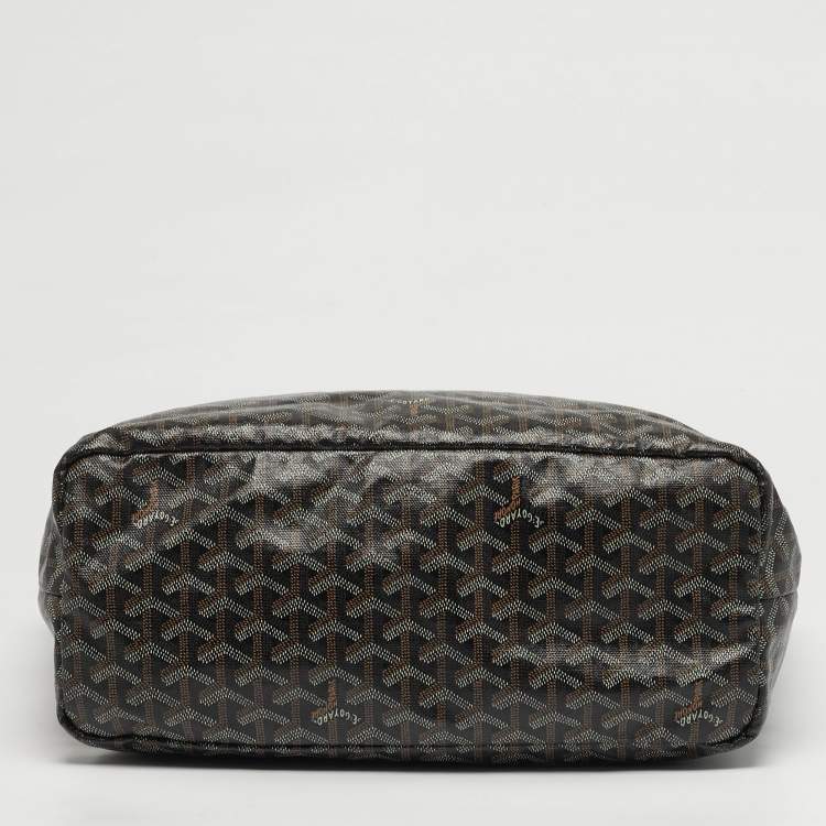 Pre Owned Goyard Saint Louis PM Black Coated Canvas and Leather Tote