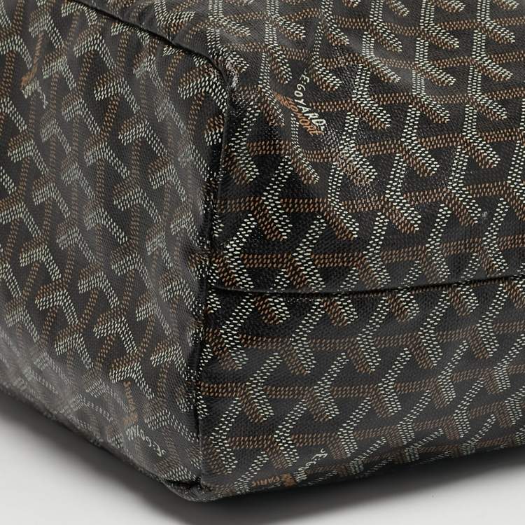 Pre Owned Goyard Saint Louis PM Black Coated Canvas and Leather Tote