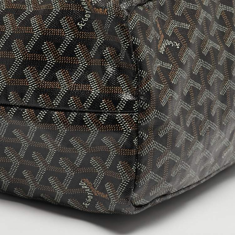 Pre Owned Goyard Saint Louis PM Black Coated Canvas and Leather Tote