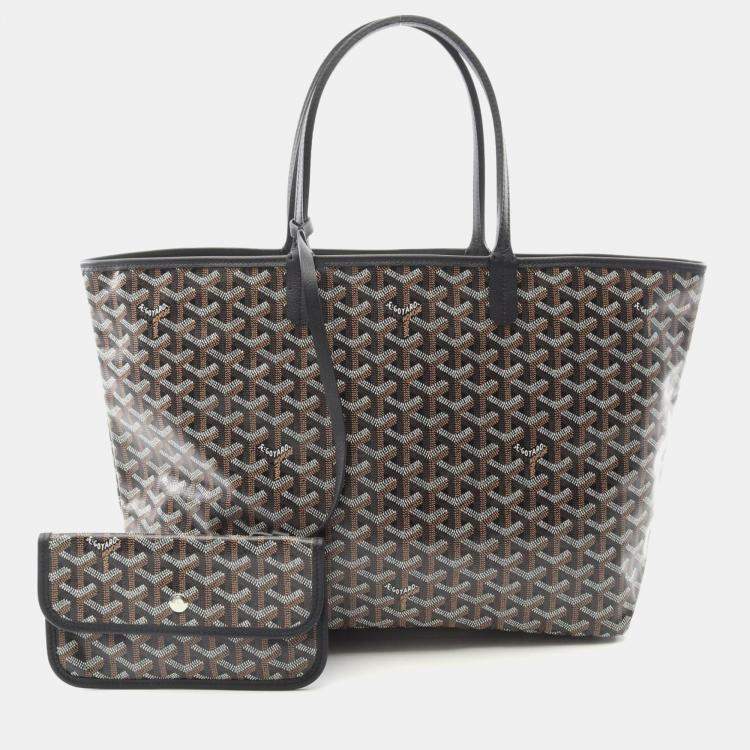 Pre Owned Goyard Saint Louis Pm Tote Bag In Coated Canvas And Leather Black Multicolor