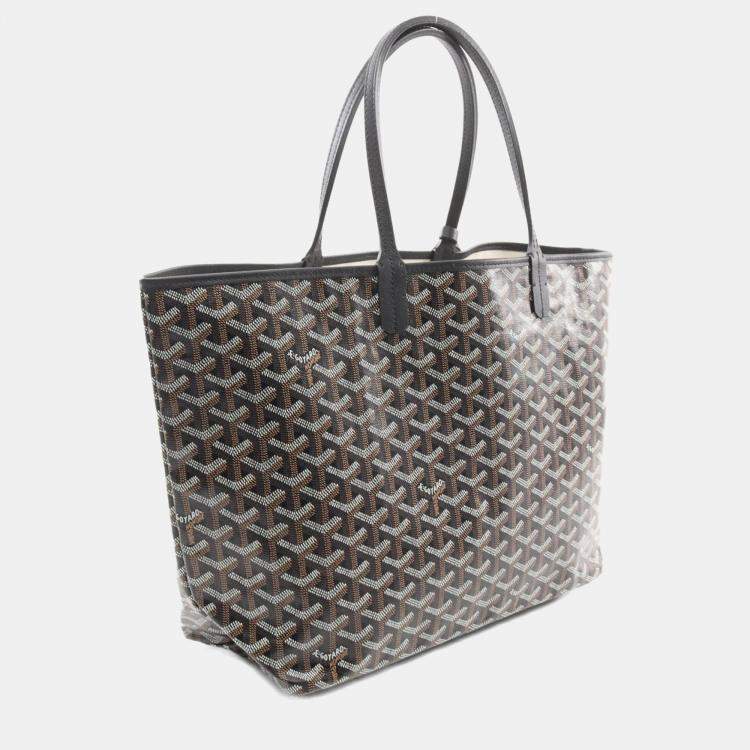 Pre Owned Goyard Saint Louis Pm Tote Bag Pvc-Coated Canvas And Leather Black/Multicolor