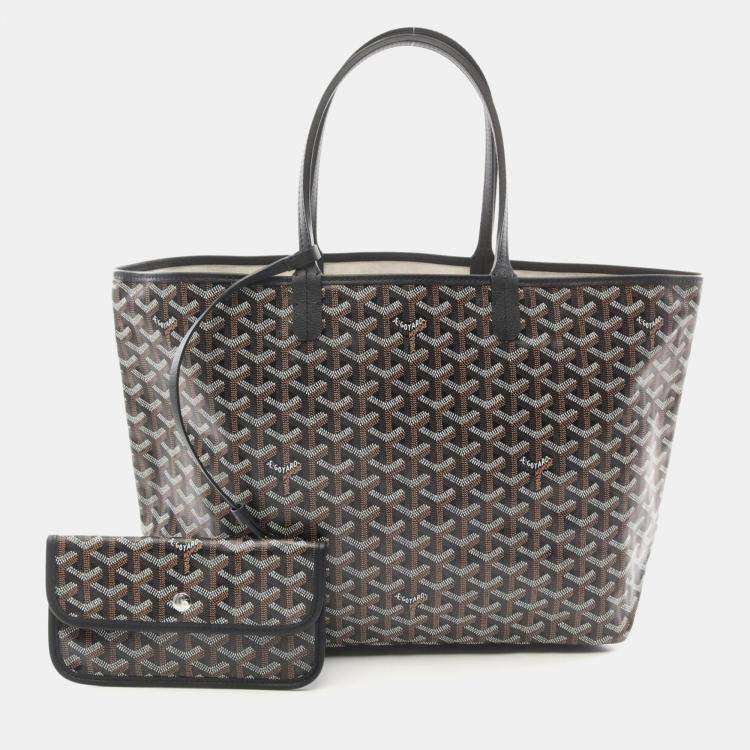 Pre Owned Goyard Saint Louis Pm Tote Bag Pvc-Coated Canvas And Leather Black/Multicolor