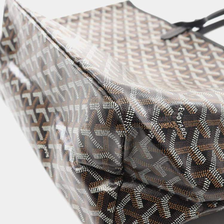 Pre Owned Goyard Saint Louis Pm Tote Bag Pvc-Coated Canvas And Leather Black/Multicolor