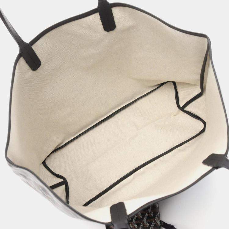 Pre Owned Goyard Saint Louis Pm Tote Bag Pvc-Coated Canvas And Leather Black/Multicolor