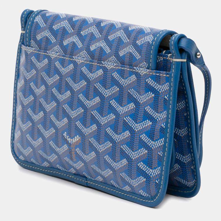 Pre Owned Goyard Blue Goyardine Plumet Pocket Wallet