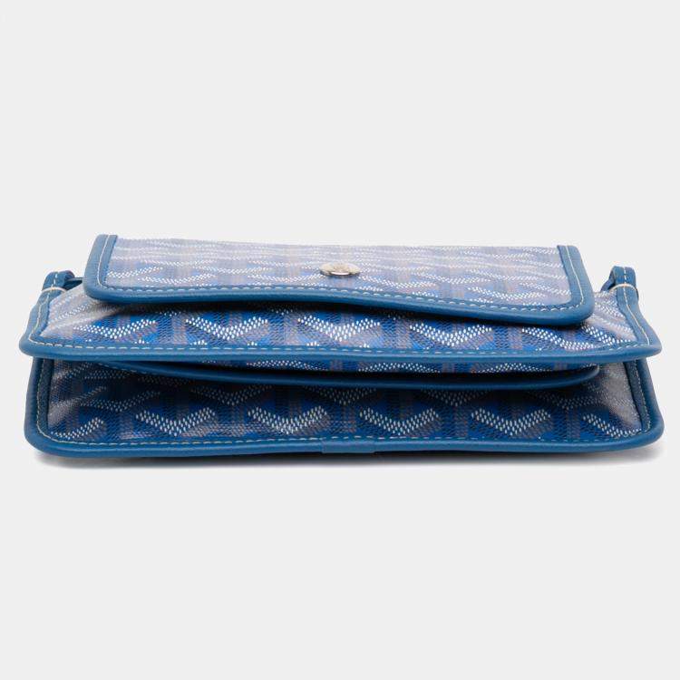 Pre Owned Goyard Blue Goyardine Plumet Pocket Wallet