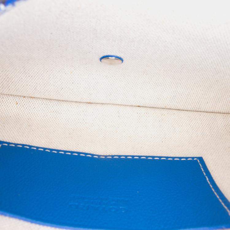 Pre Owned Goyard Blue Goyardine Plumet Pocket Wallet