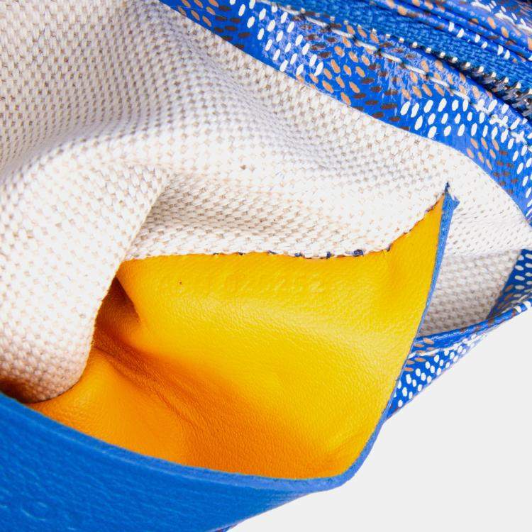 Pre Owned Goyard Blue Goyardine Plumet Pocket Wallet
