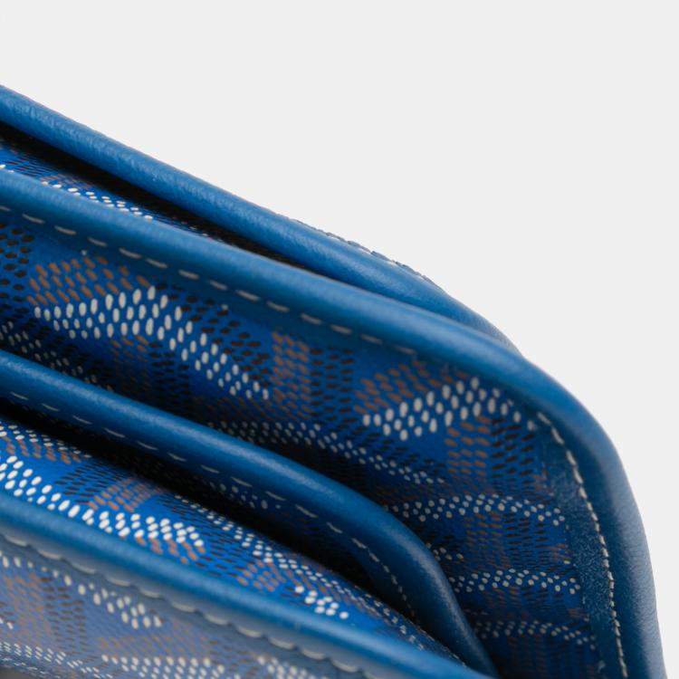 Pre Owned Goyard Blue Goyardine Plumet Pocket Wallet