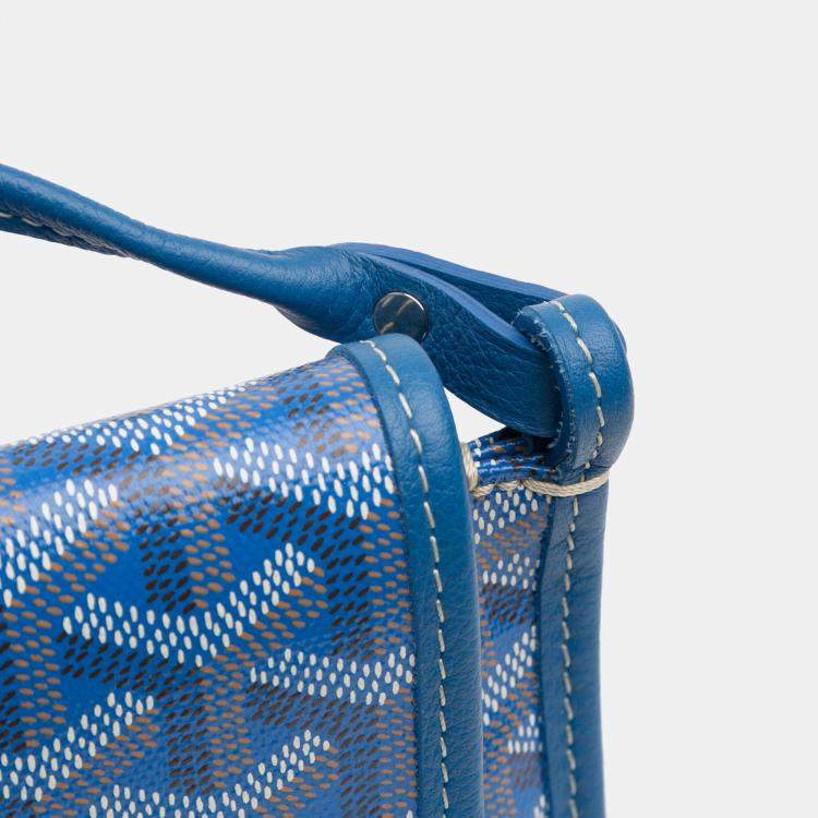 Pre Owned Goyard Blue Goyardine Plumet Pocket Wallet
