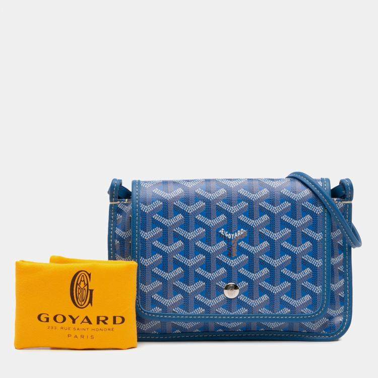 Pre Owned Goyard Blue Goyardine Plumet Pocket Wallet