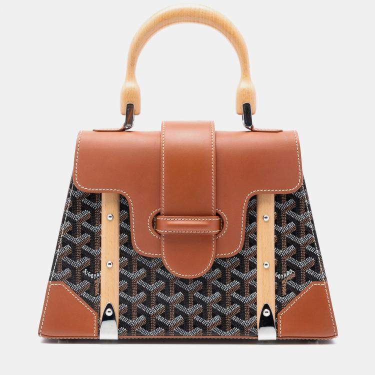 Pre Owned Goyard Black Brown Goyardine Saigon Structured PM