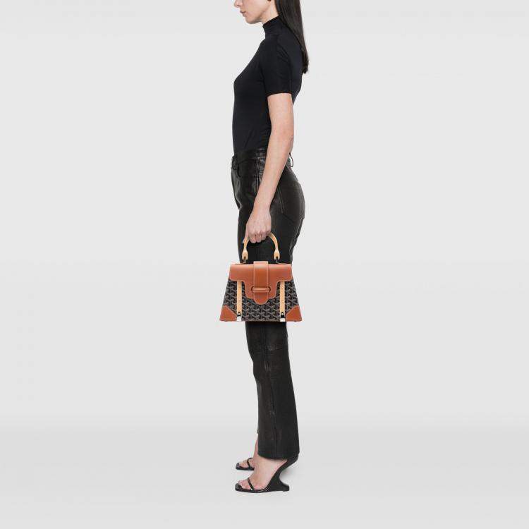 Pre Owned Goyard Black Brown Goyardine Saigon Structured PM